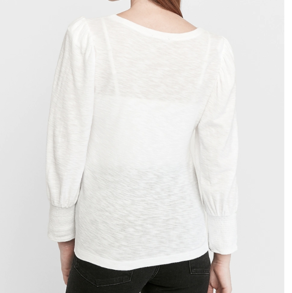 EXPRESS Puff Shoulder Long Sleeve Tee Black - Picture 5 of 9